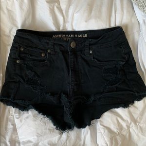Black American Eagle High Rise Shorts